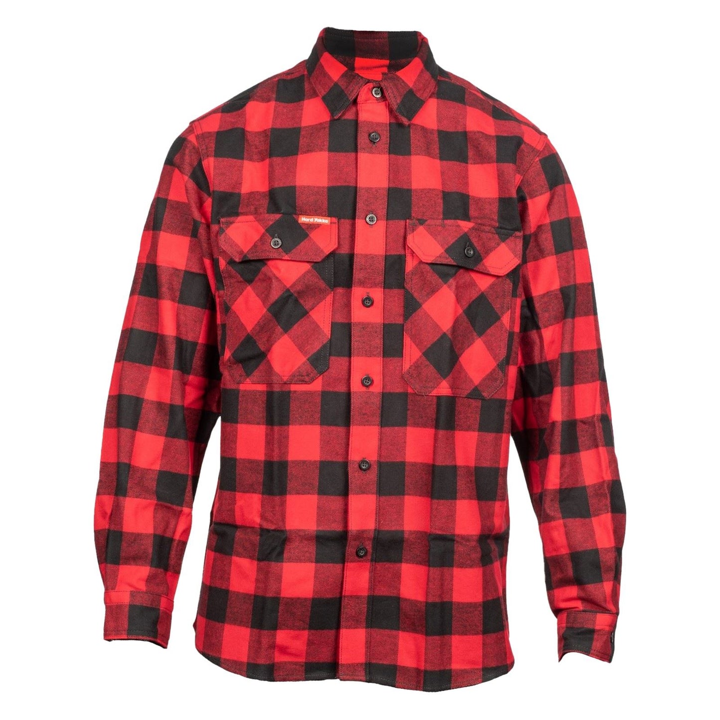 Hard Yakka Men's Long Sleeve Check Flannel Shirt in Red