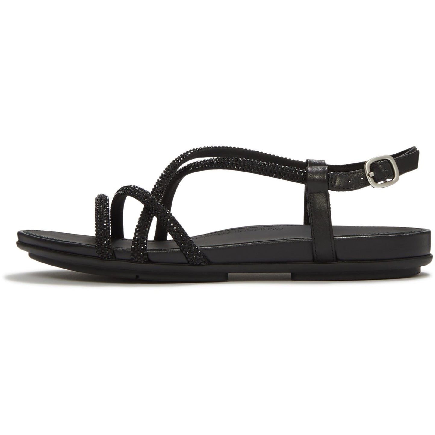 Fitflop Fino Toe-Post Leather Women's All Black Sandals