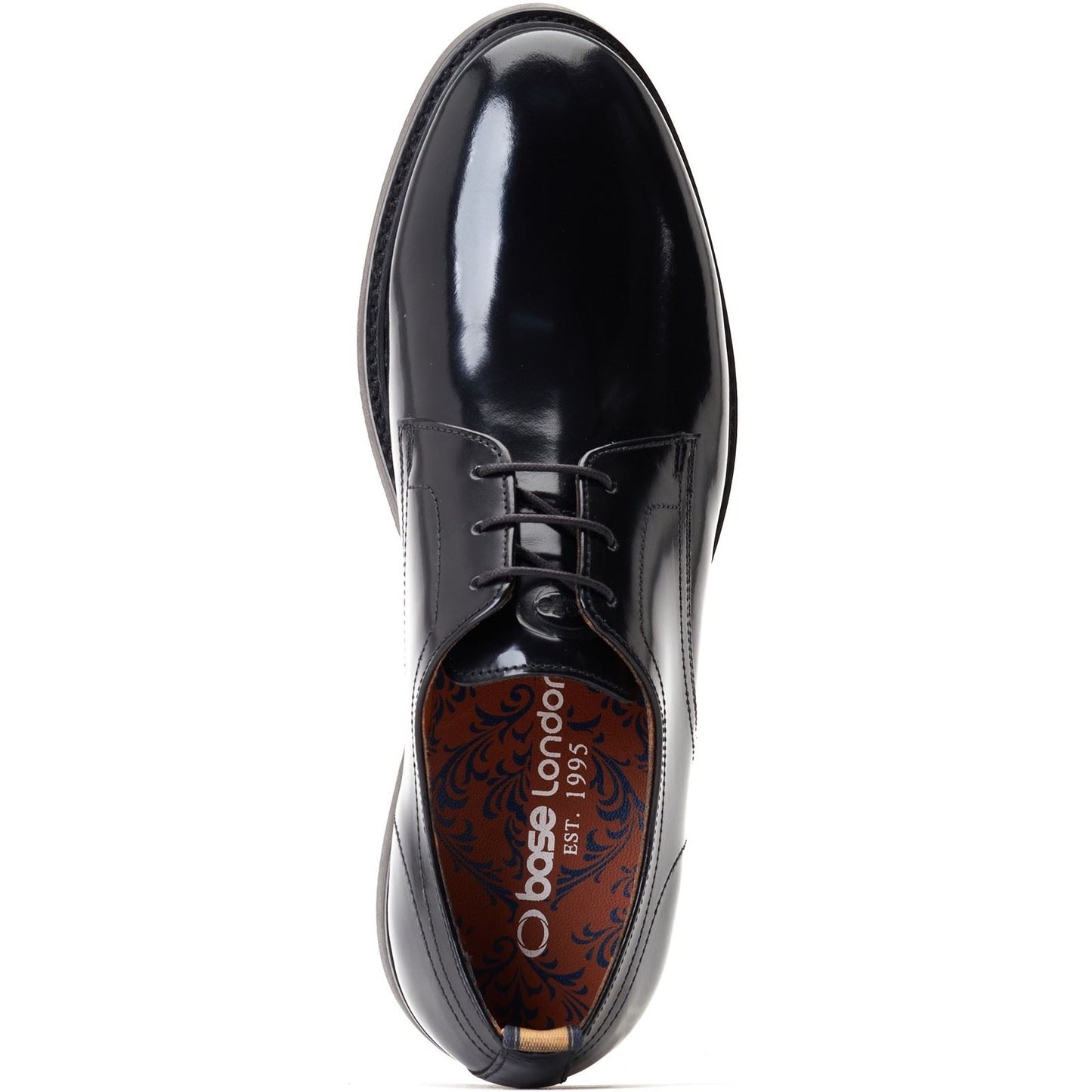 Base London Men's Roly Plain Toe Derby in Black