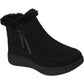 Skechers Wilshire BLVD Fresh Zip Leather Women's Black Suede/Faux Fur Boots