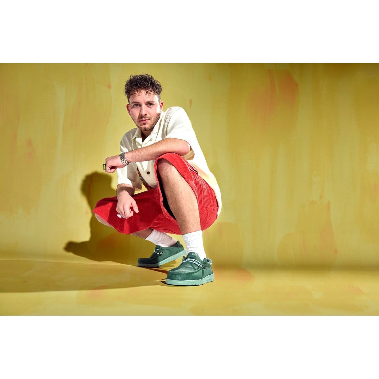 HEYDUDE Wally Canvas 100% Cotton Men's Duck Green/Iceberg Green Moccasins Shoes