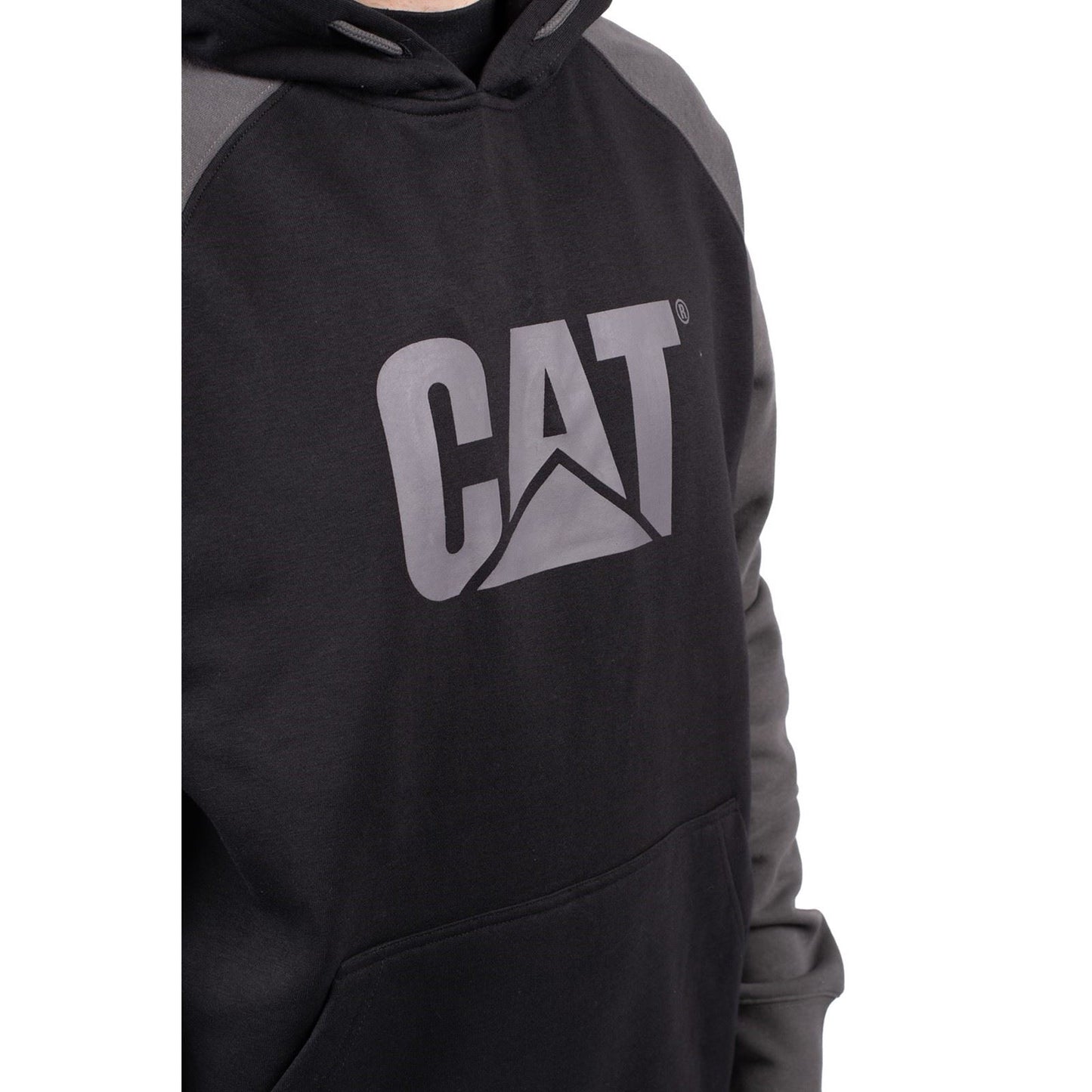 Caterpillar Men's Raglan Hooded Sweatshirt in Black/Magnet