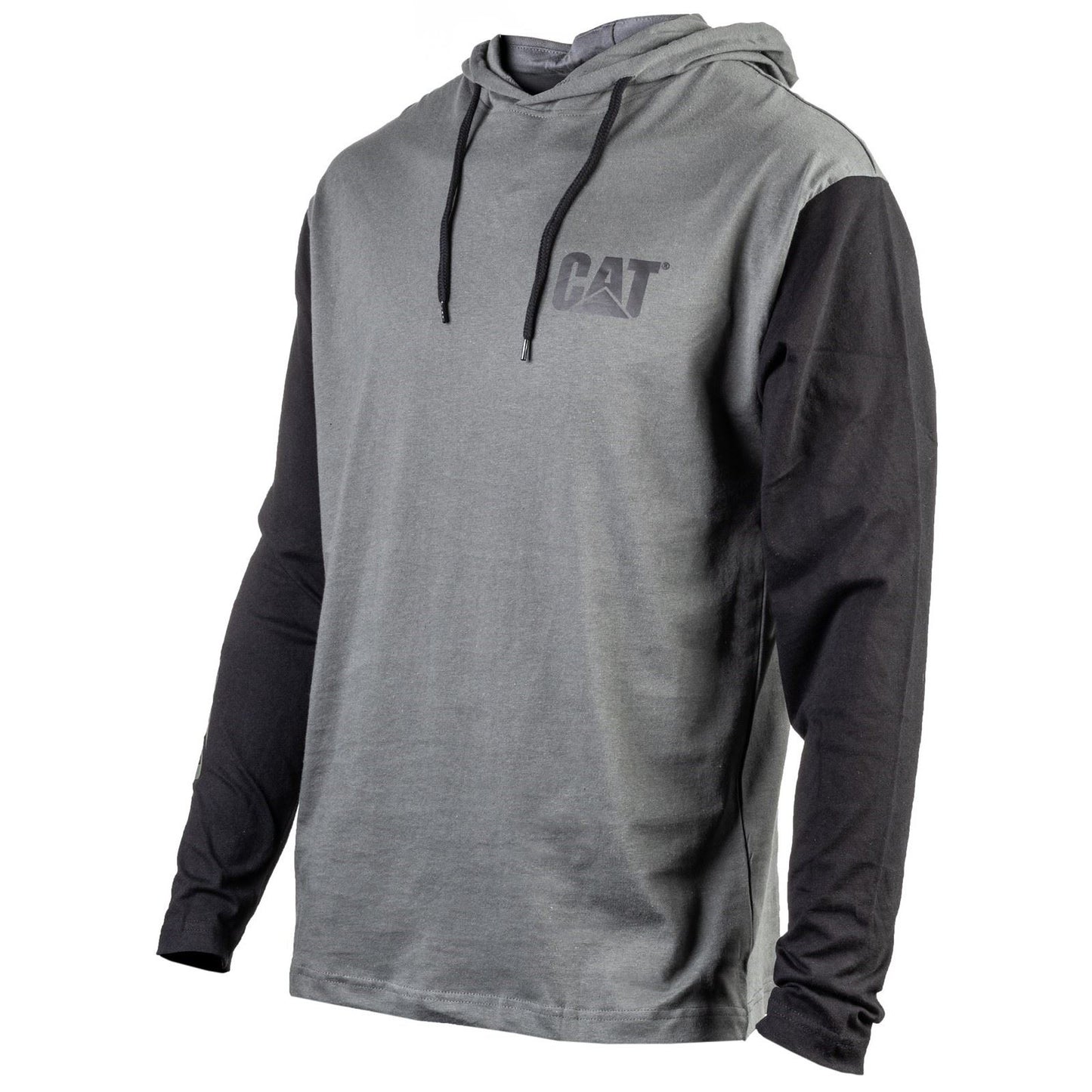 Caterpillar Men's Hooded Long Sleeve Tee in Dark Shadow