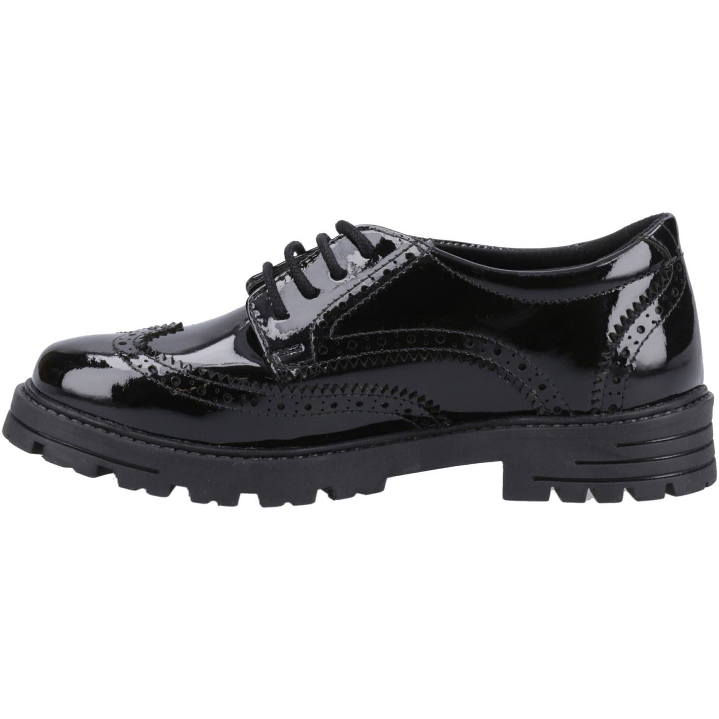 Hush Puppies Maxine Patent Leather Youth Black Brogues