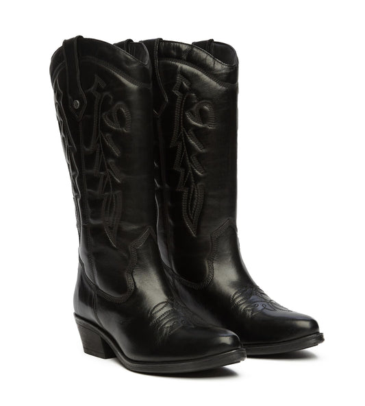 Osprey London The Louisiana Leather Women's Black/Gunmetal Boots