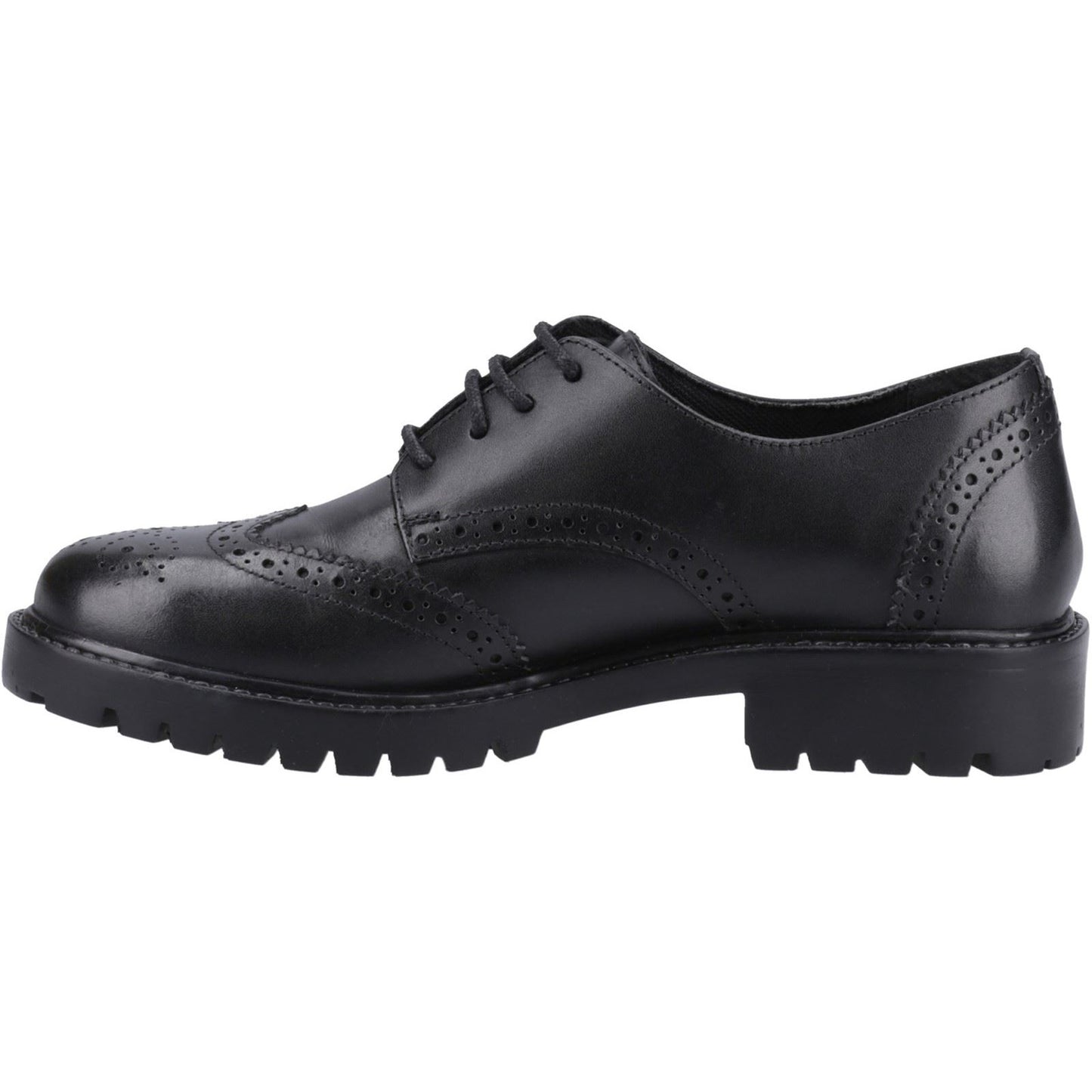 Hush Puppies Athena Leather Youth Black Brogues