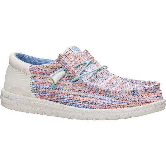 HEYDUDE Wally Funk Multi Mesh Polyester Men's Egret/Multi Moccasins Shoes