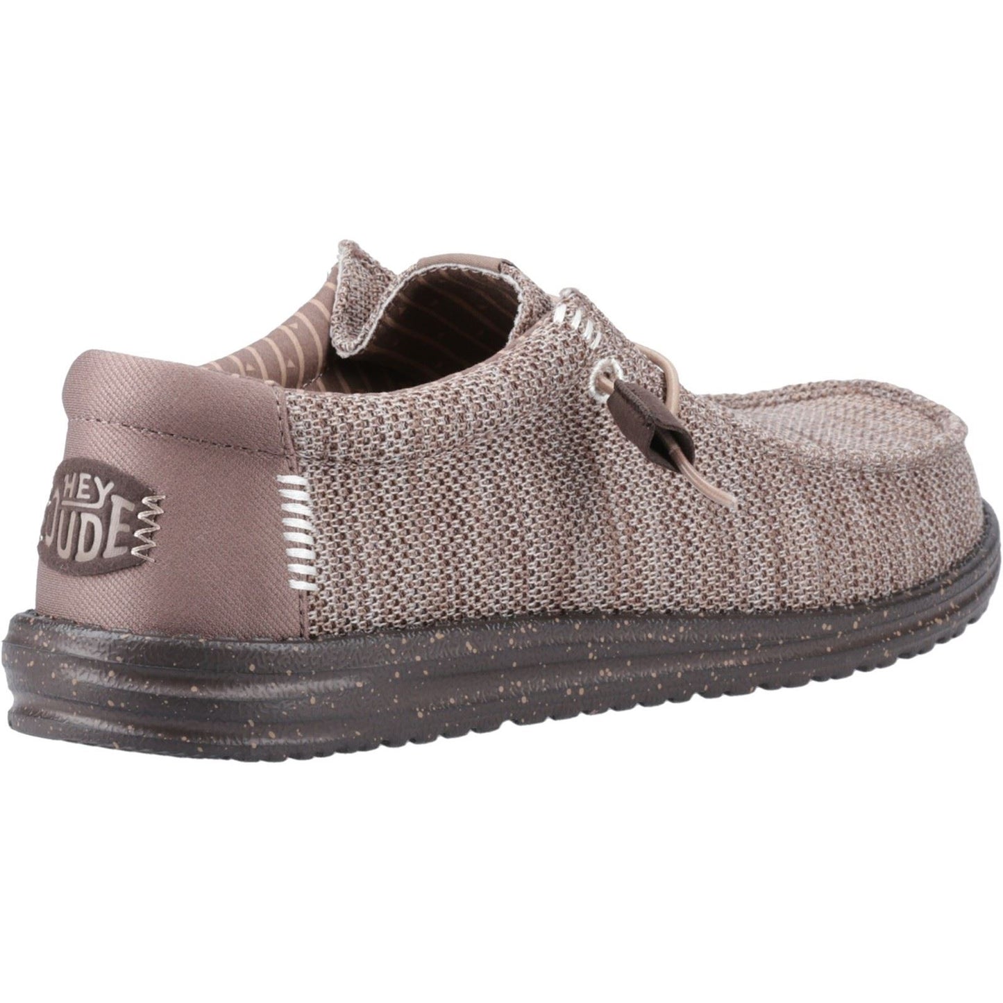 HEYDUDE Wally Stretch Mesh Polyester Men's Deep Taupe/Mole Brown Moccasins Shoes