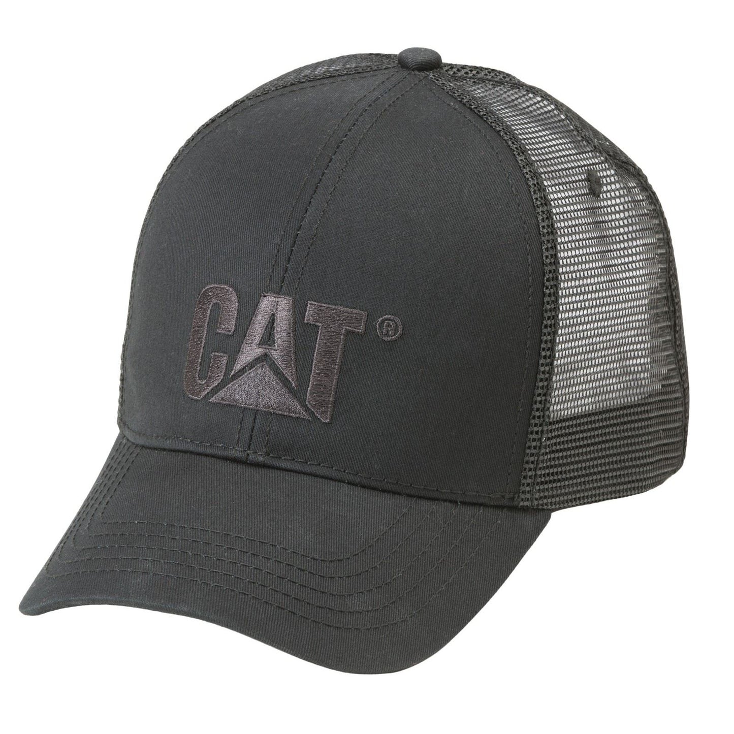 Caterpillar Raised Logo Cotton Unisex Adults's Black Baseball Caps