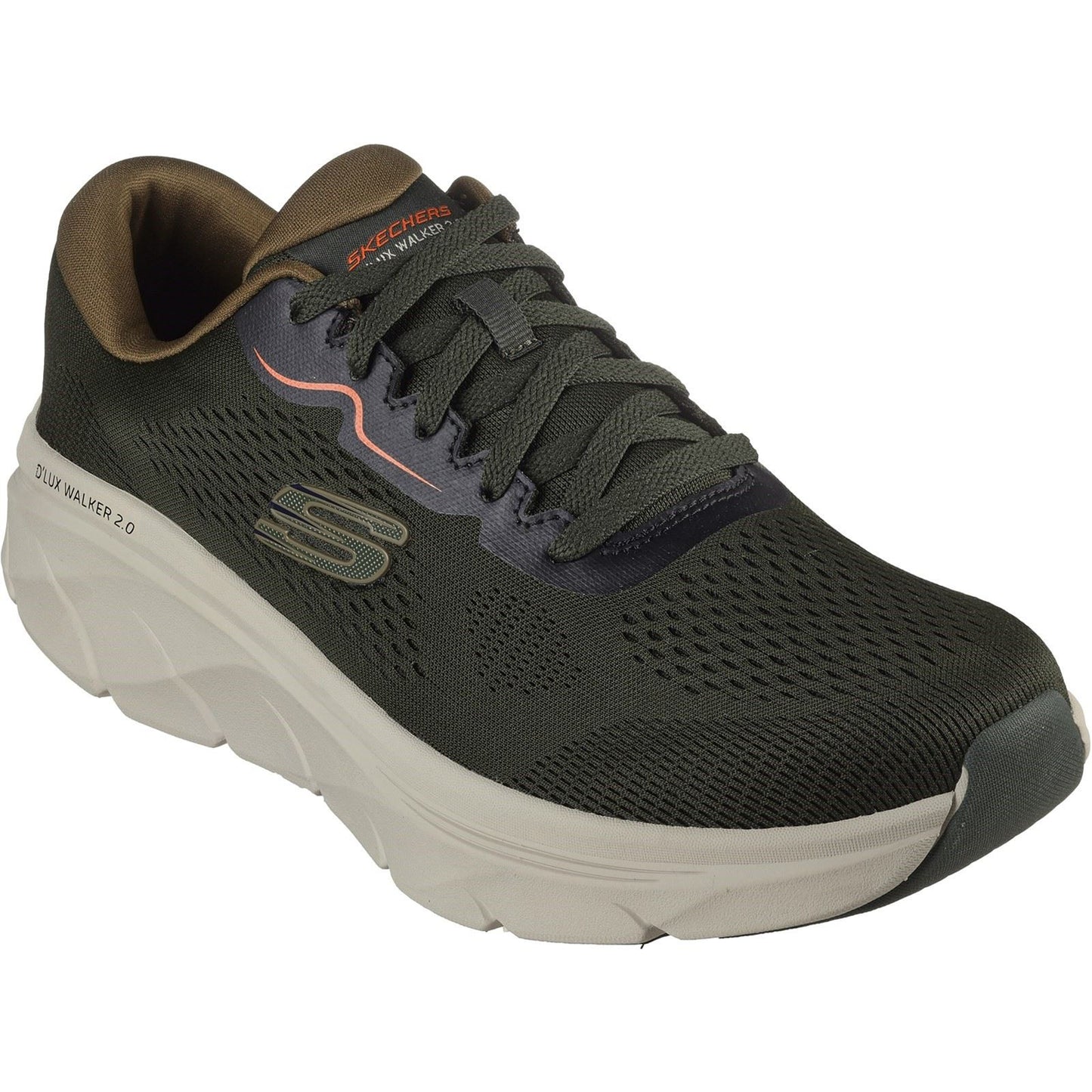 Skechers Men's D'Lux Walker 2.0 Trainers in Olive/Orange