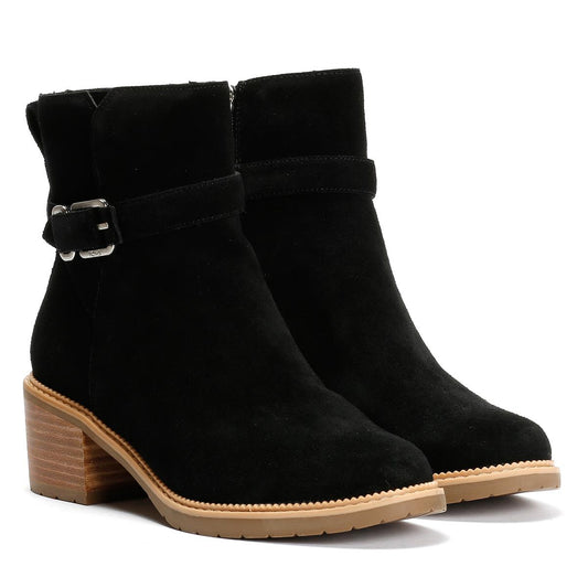 TOMS Hailey Buckle Suede Women's Black Boots