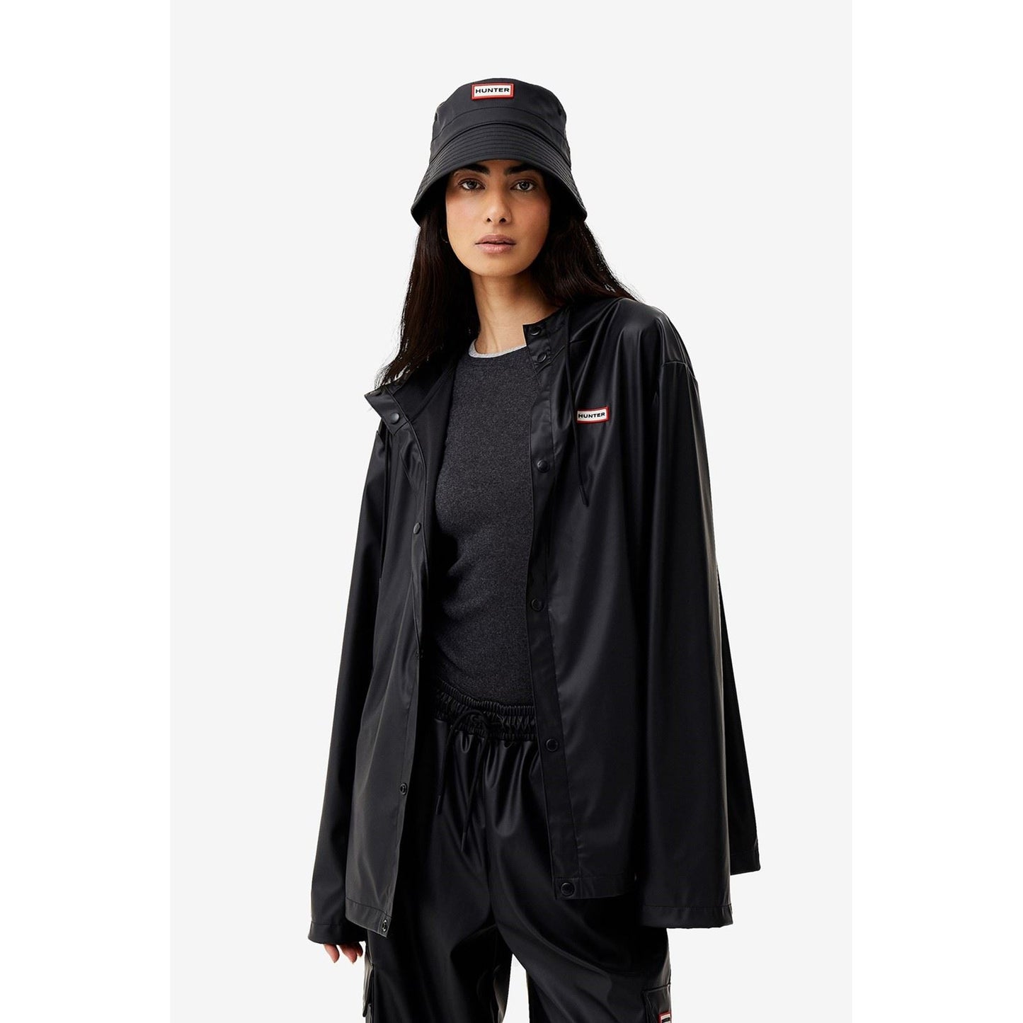 Hunter Izzy Hooded Unisex Adults Black Jacket