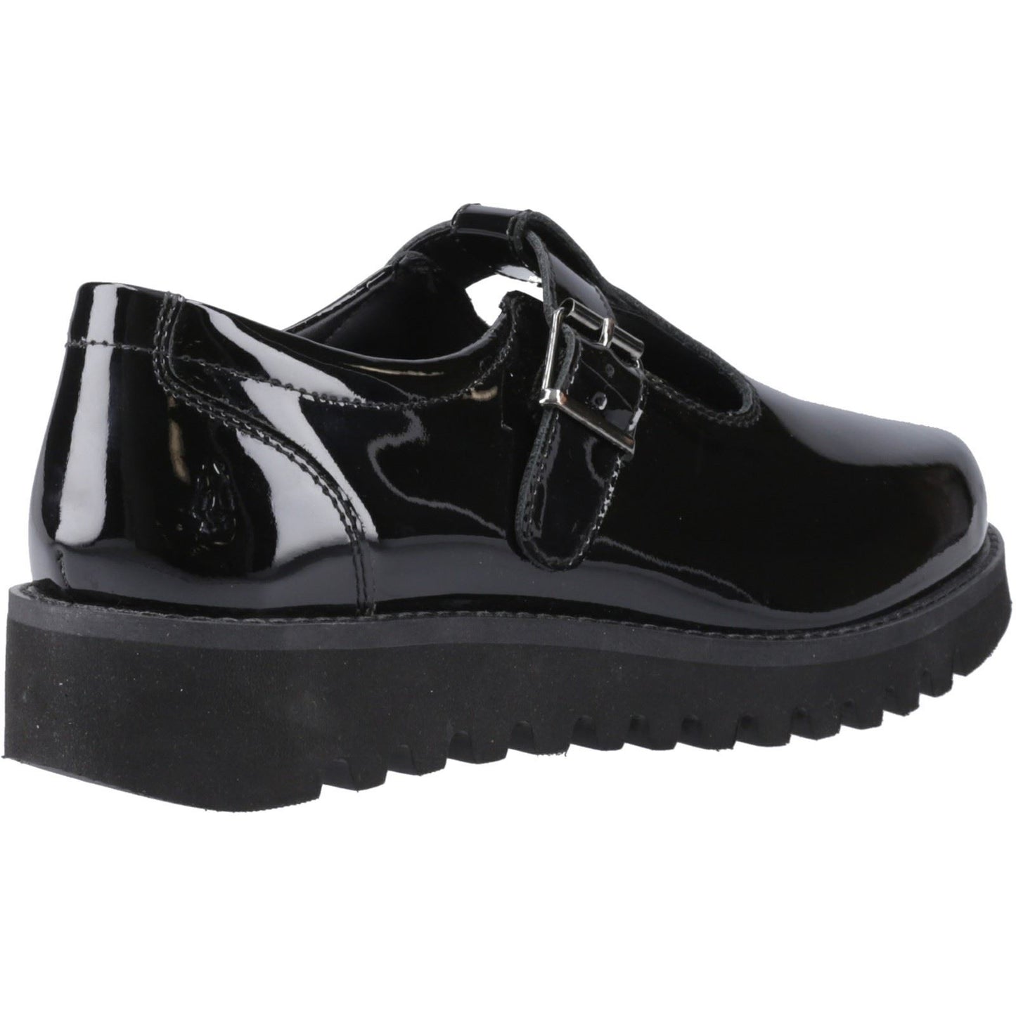 Hush Puppies Florrie T-Bar Leather Youth Black Shoes