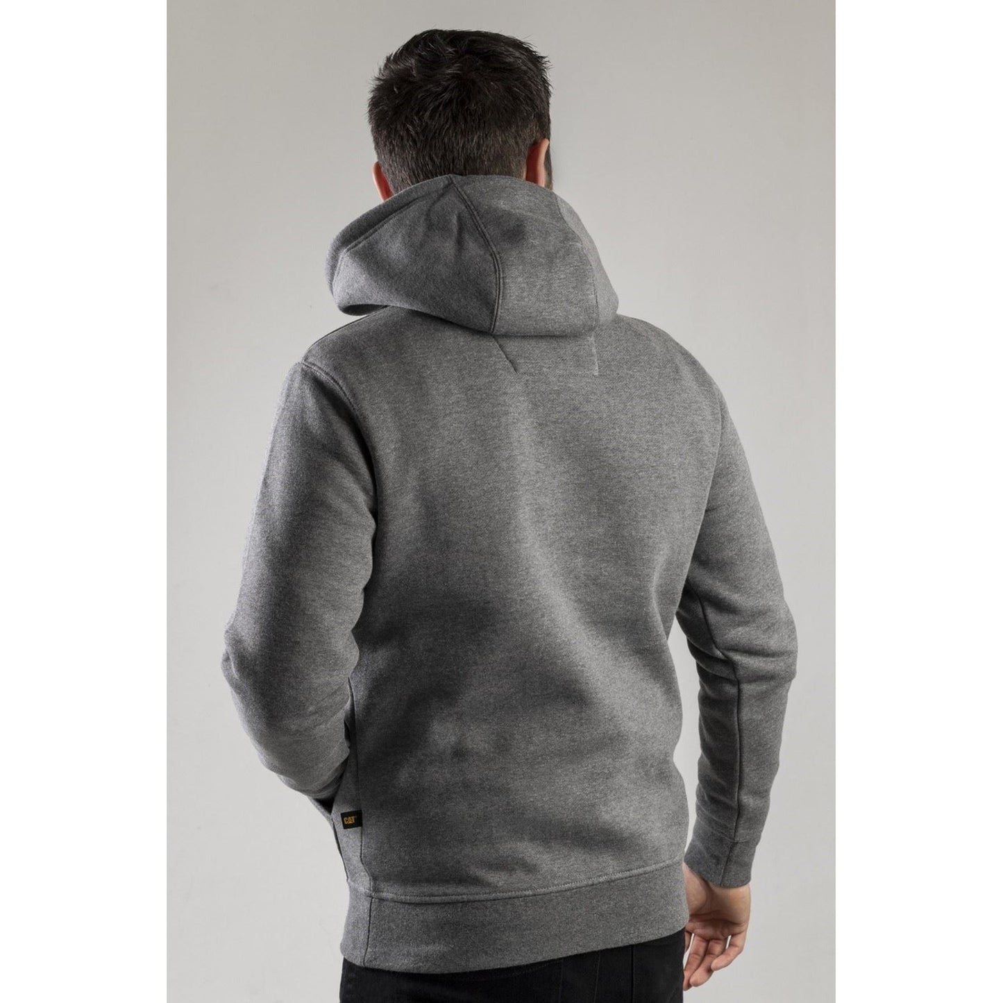 Caterpillar Men's Trademark Hooded Sweatshirt in Heather Grey