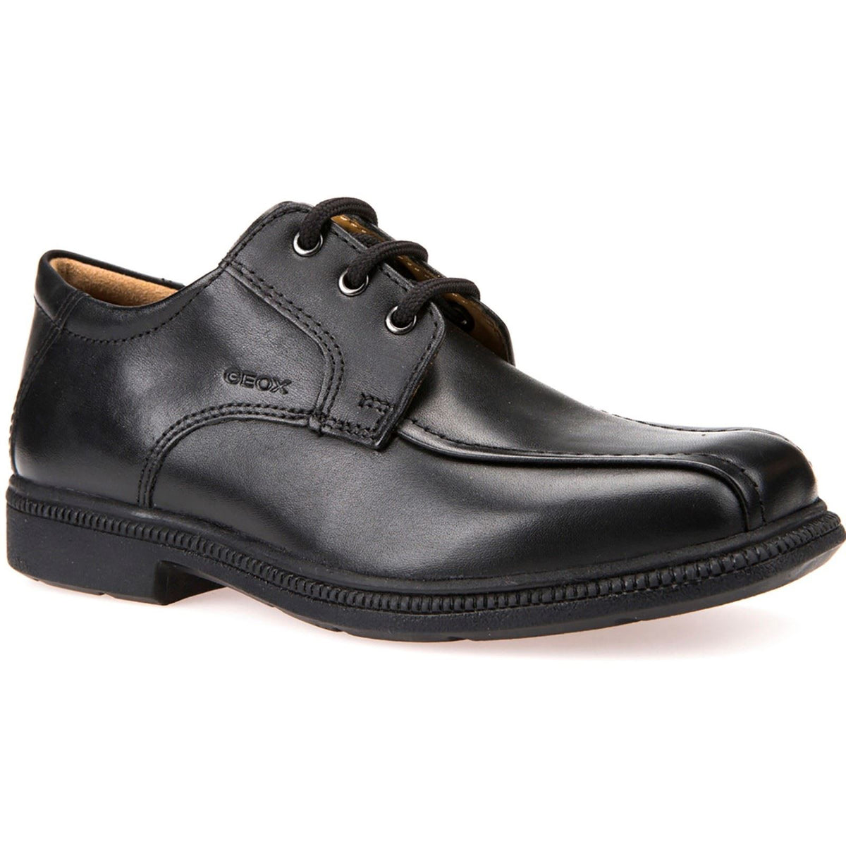 Geox J Federico H Leather Boy's Black Lace-Up Shoes