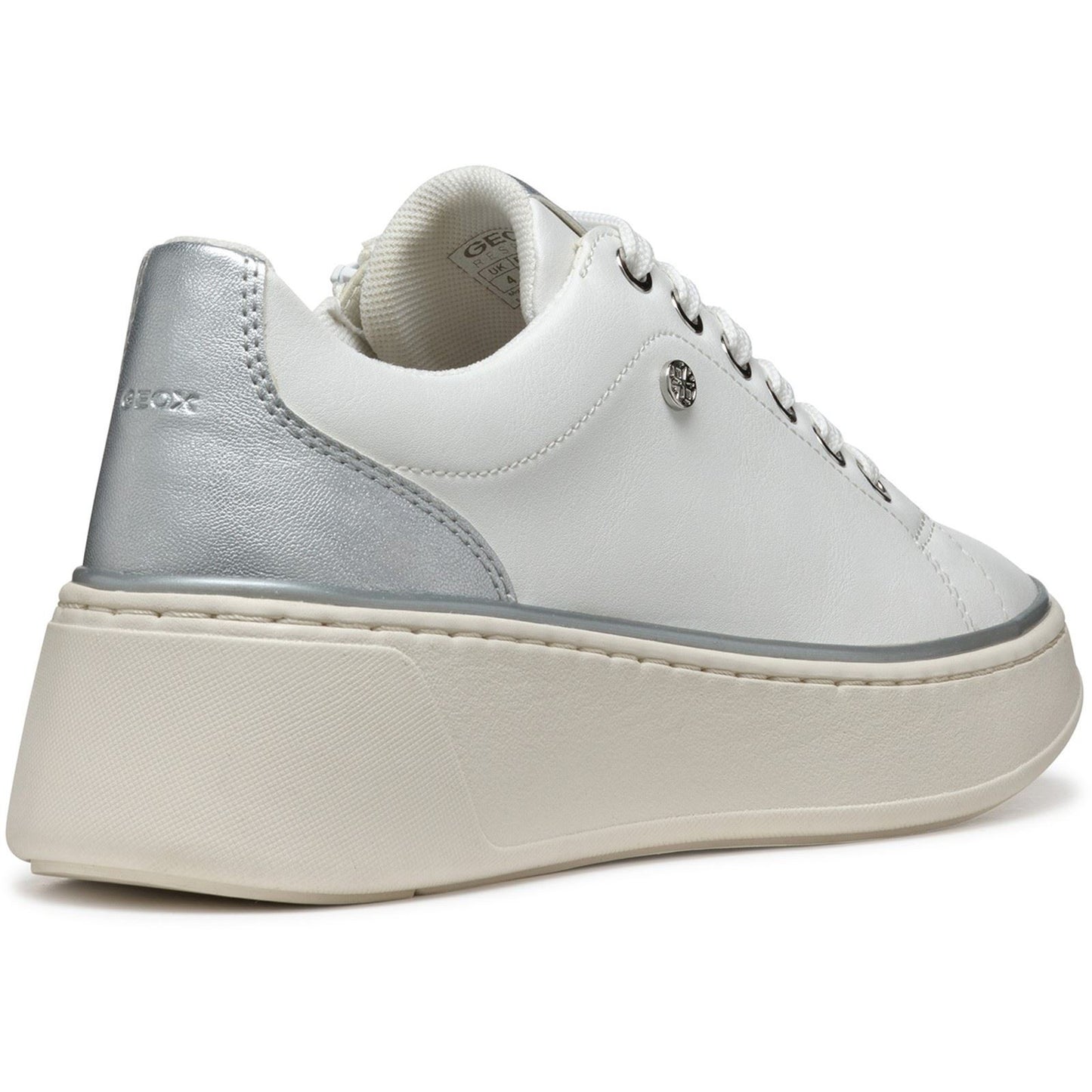 Geox D SUNNETTY Synthetic Polyurethane Women's White/Silver Trainers