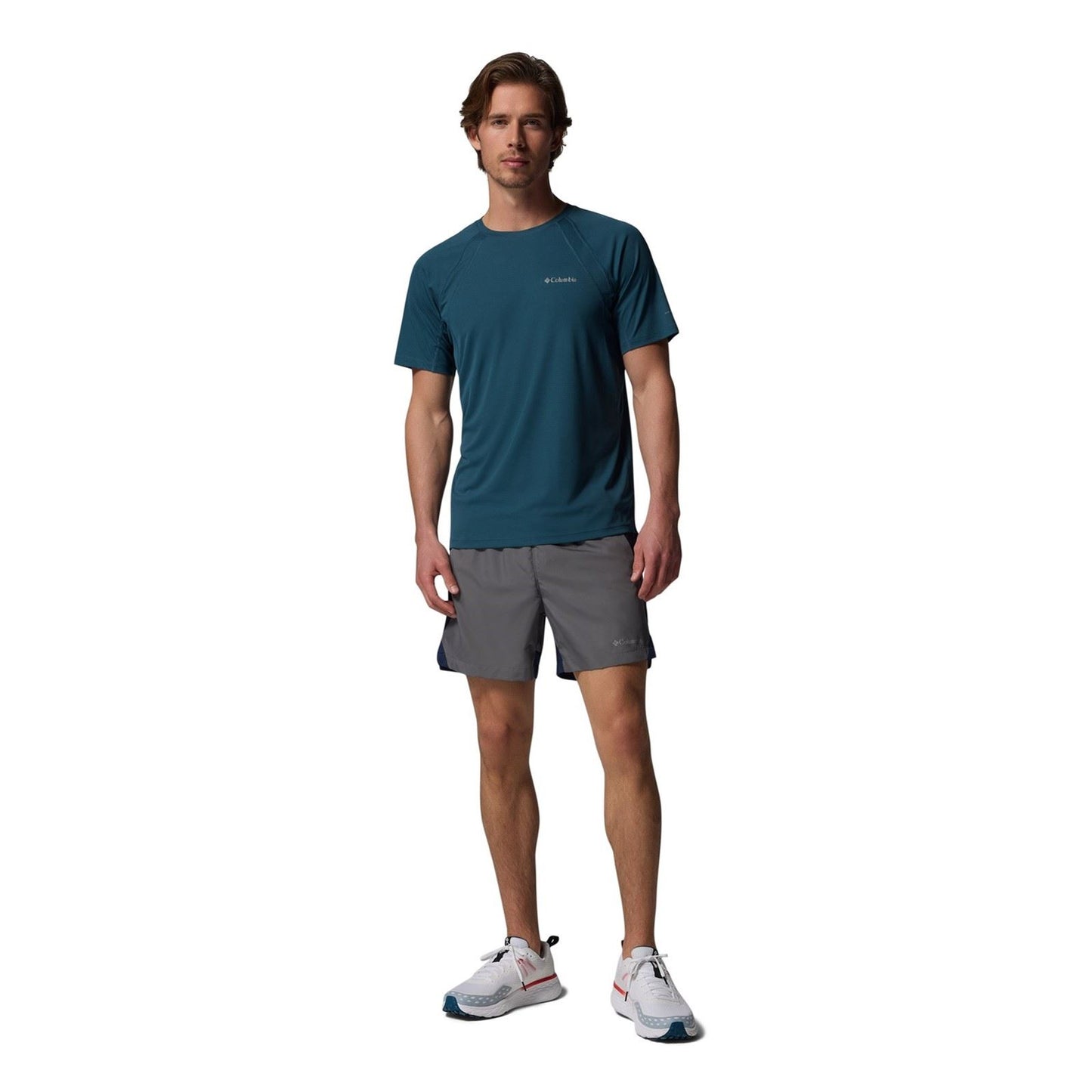 Columbia Three Pitch Polyester Men's Grey Activewear Shorts