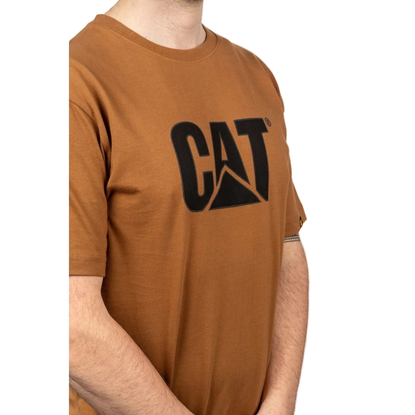 Caterpillar Trademark Logo Cotton Men's Bronze T-Shirt