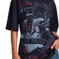 Ed Hardy Brave Hearts True Washed Relaxed Women's Black T-Shirts