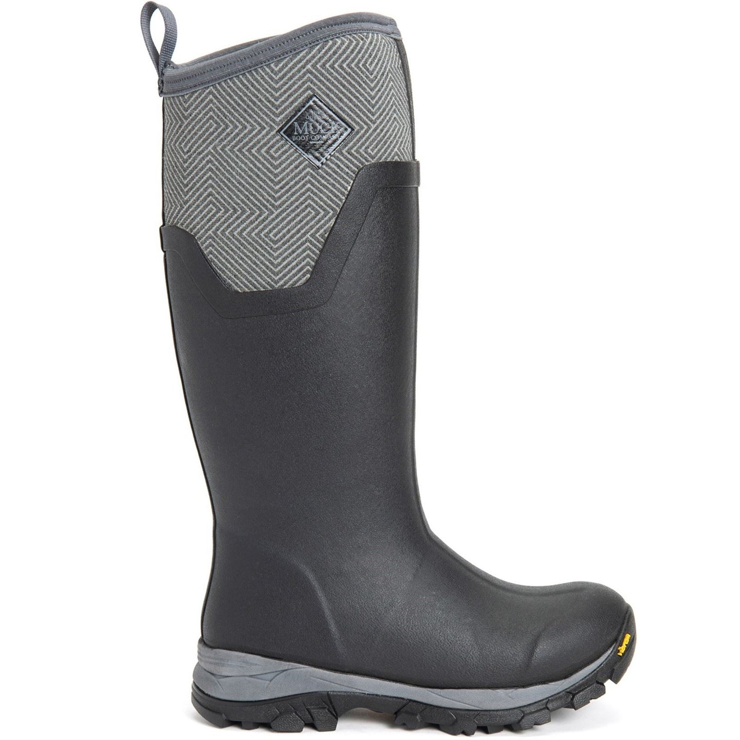 Muck Boots Women's Arctic Ice Tall Wellingtons in Black/Grey Geometric