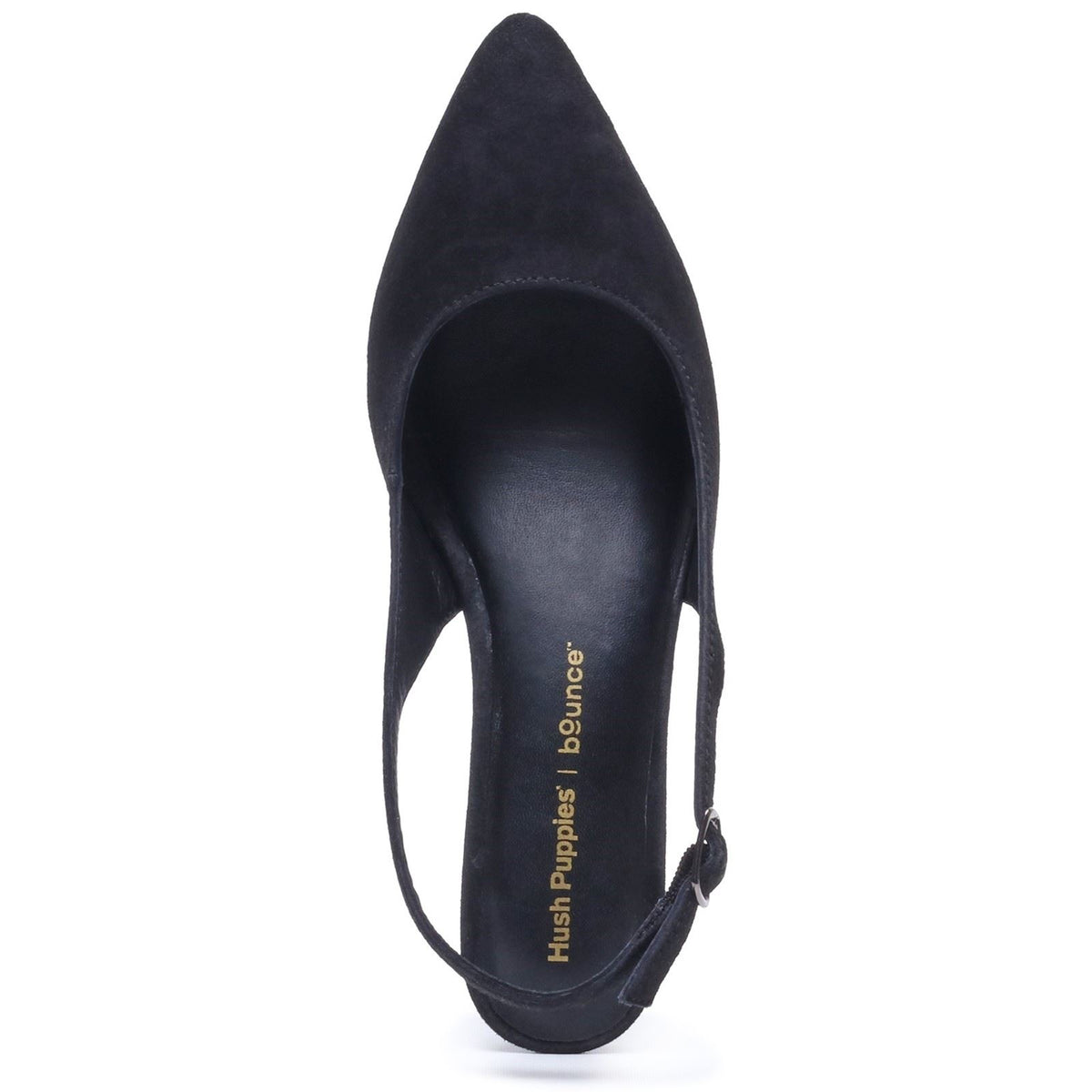 Hush Puppies Nahla Buckle Kitten Heel Women's Black Pointy Slingback Shoes