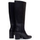 Hush Puppies Oprah Long Leather Women's Black Heeled Knee High Boots