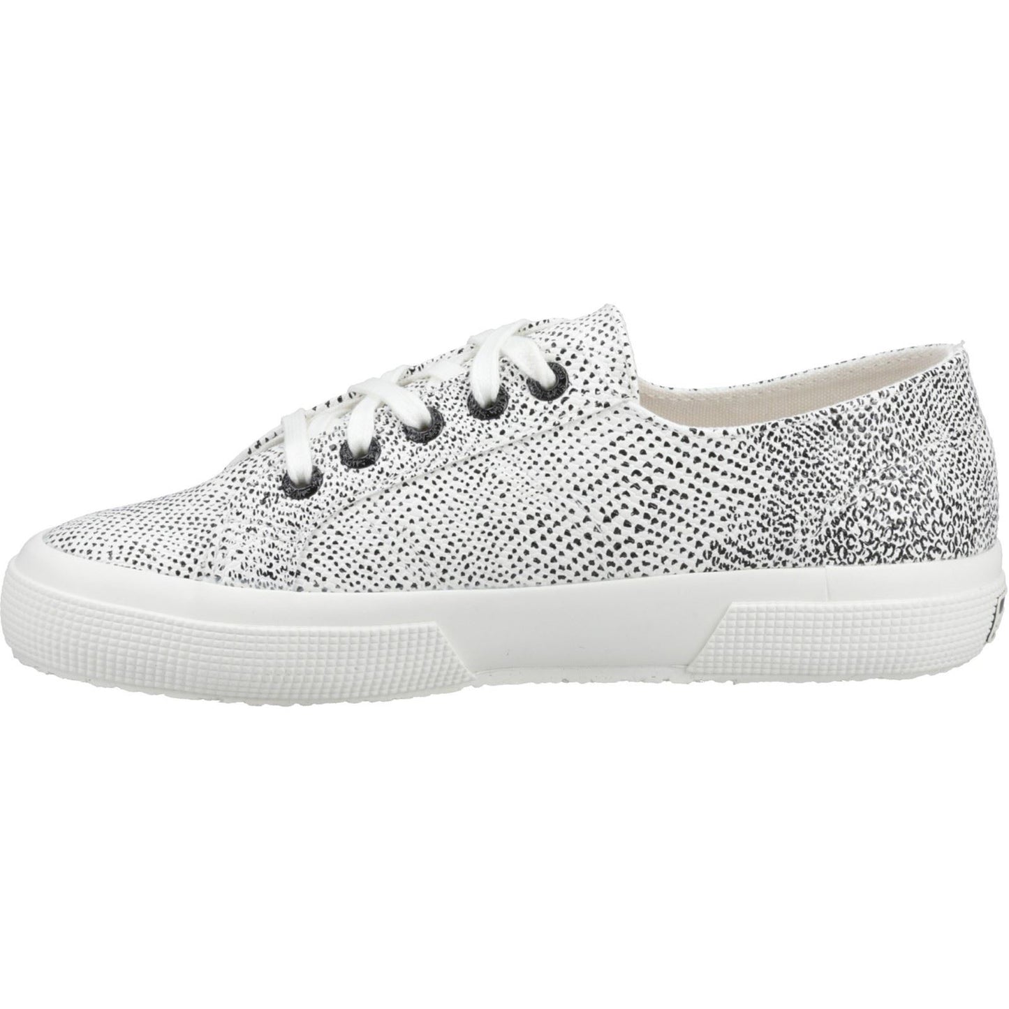 Superga Women's 2730 Micro Faux Snake Trainer in White Avorio/Black Snake