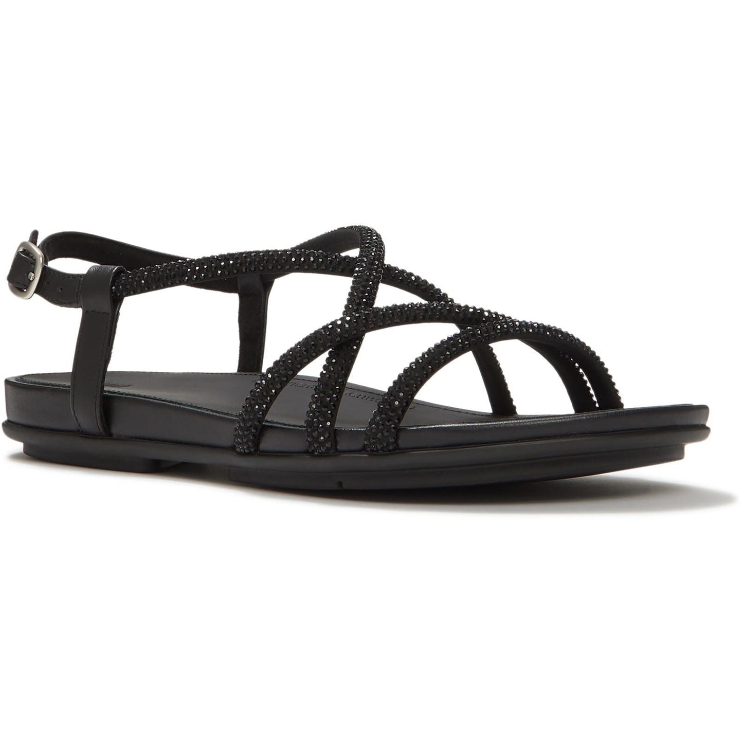 Fitflop Fino Toe-Post Leather Women's All Black Sandals