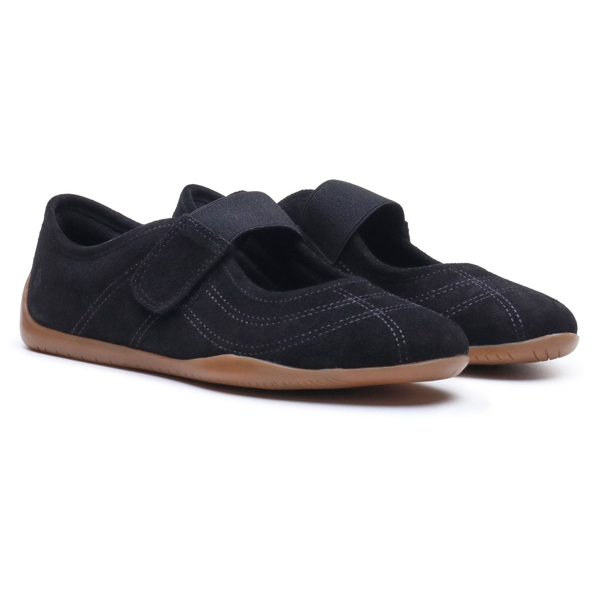 Hush Puppies Juno Suede Sneakerina Leather Women's Black Flats