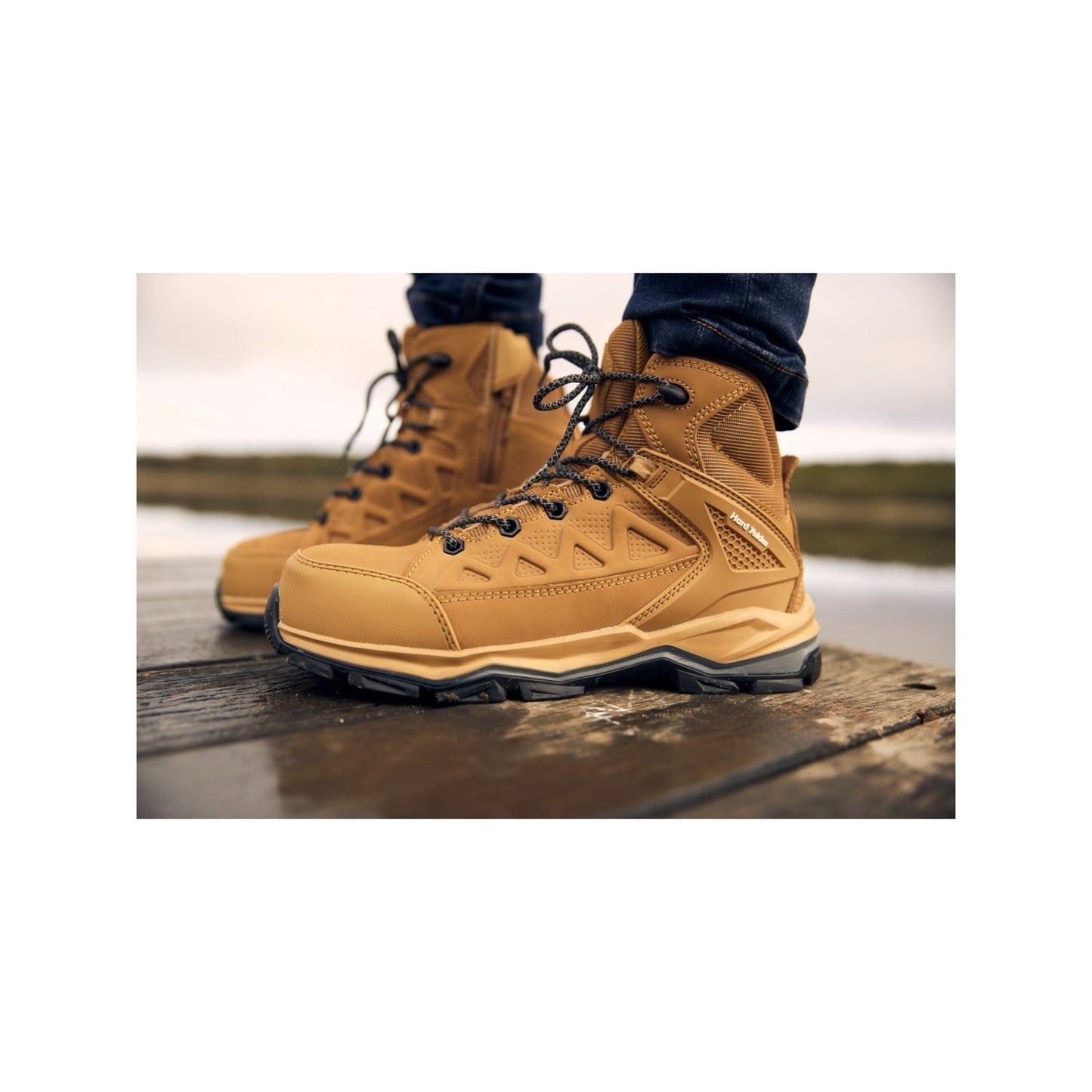 Hard Yakka Unisex Atomic PR Hybrid Side Zip Safety Boot in Wheat
