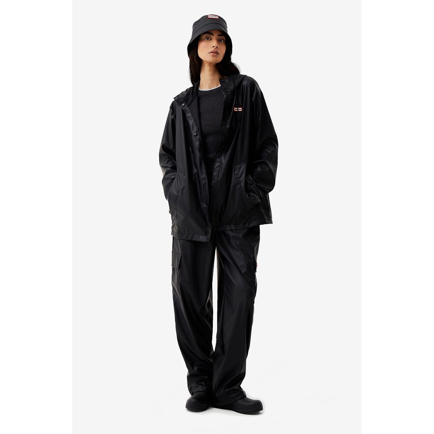 Hunter Izzy Hooded Unisex Adults Black Jacket