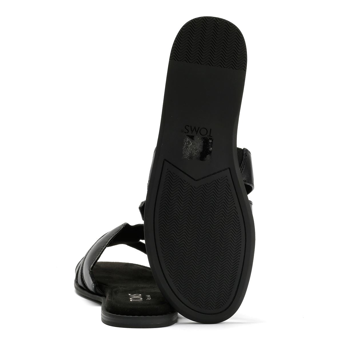 TOMS Sol Mule Leather Women's Black Sandals