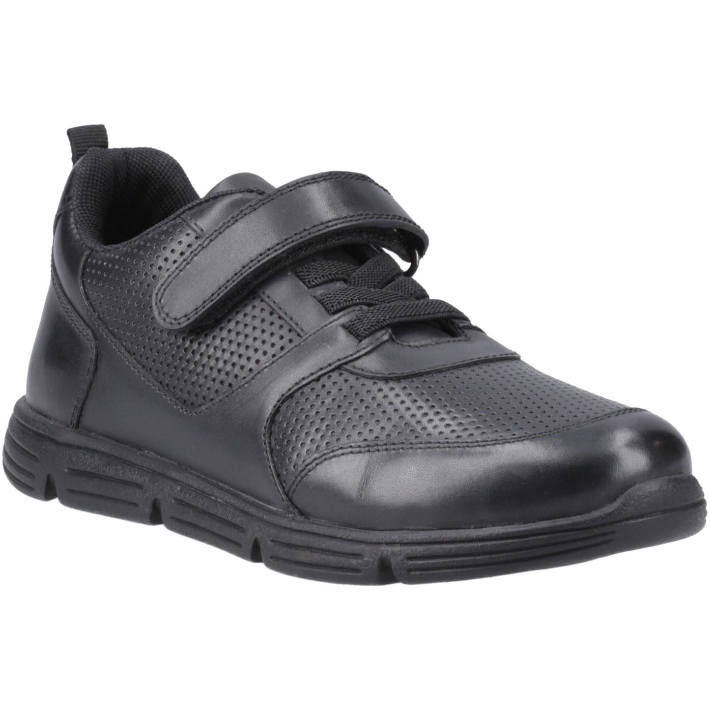 Hush Puppies Alfie Bungee Leather Youth Black Shoes