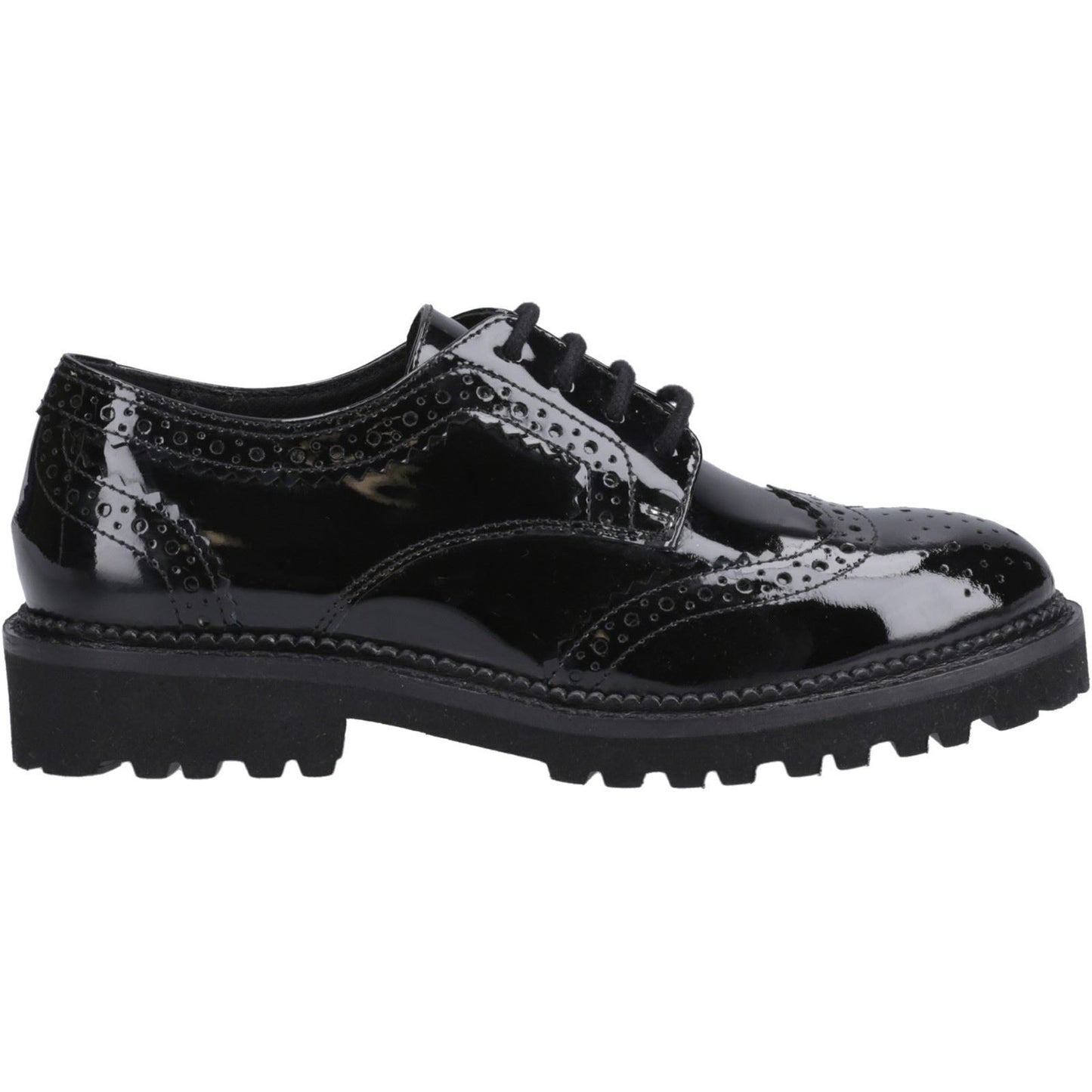 Hush Puppies Gabi Lace Up Patent Leather Youth Black Brogues