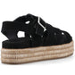 Hush Puppies Rosetta Gladiator Leather Women's Black/Tan Sandals