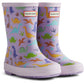 Hunter Kids Dinosaur Boot Rubber Purple Dinosaur Wellington Boots