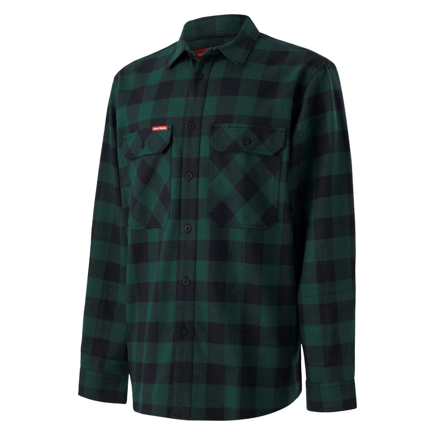 Hard Yakka Men's Long Sleeve Check Flannel Shirt in Green
