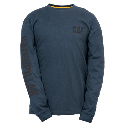 Caterpillar Men's Trademark Banner Long Sleeve T-Shirt in Dark Marine