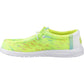 HEYDUDE Wally Party Mesh Polyester Men's Lime Punch/White Moccasins Shoes