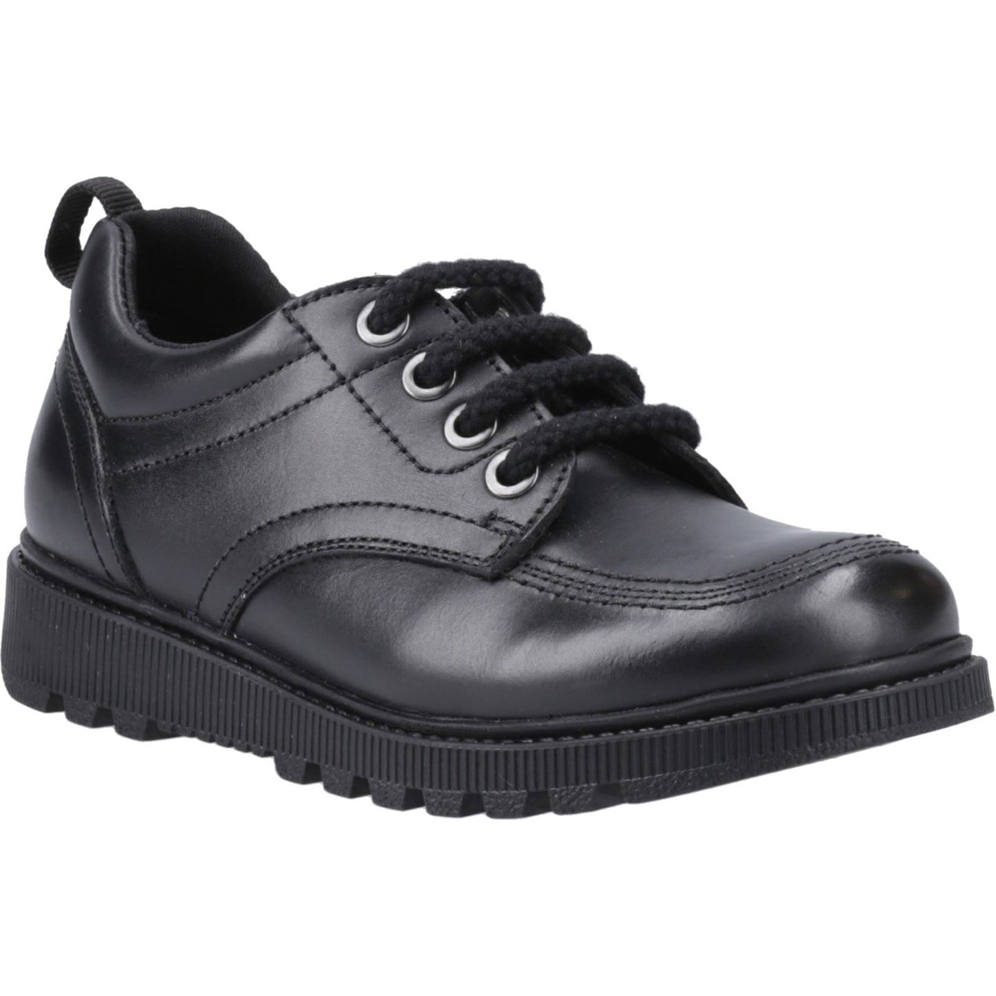 Hush Puppies Keeley Leather Youth Black Lace-Up Shoes