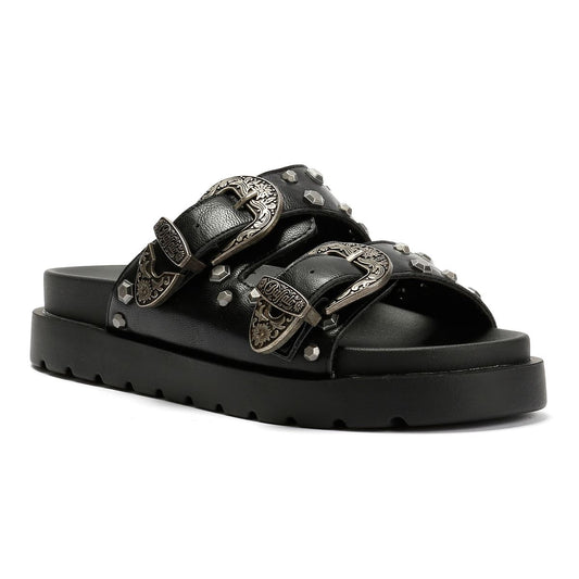 Buffalo Raya Ari West Leather Women's Black Sandals