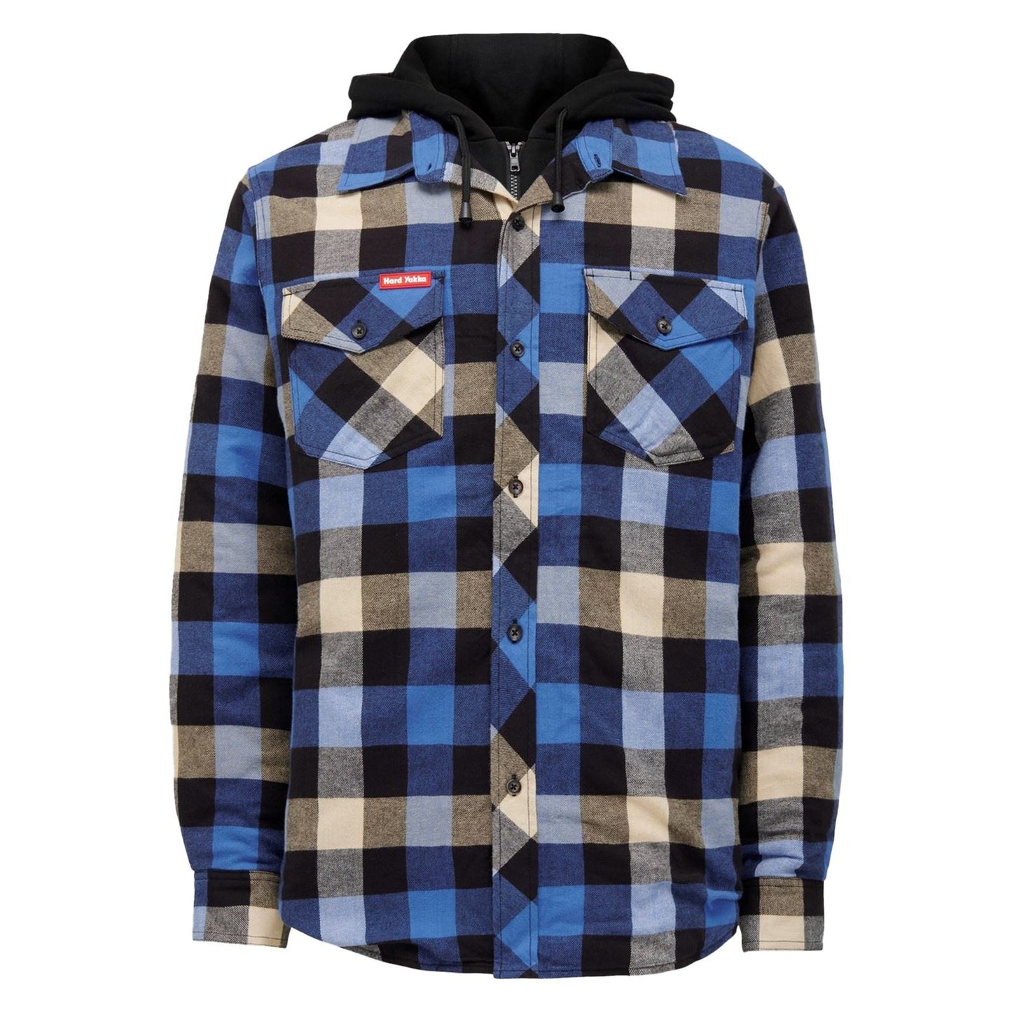 Hard Yakka Men's Quilted Flannel Shacket in Blue