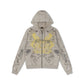 Ed Hardy Diamante Venom Stone Wash Relaxed Zip Thru Women's Grey Hoodie