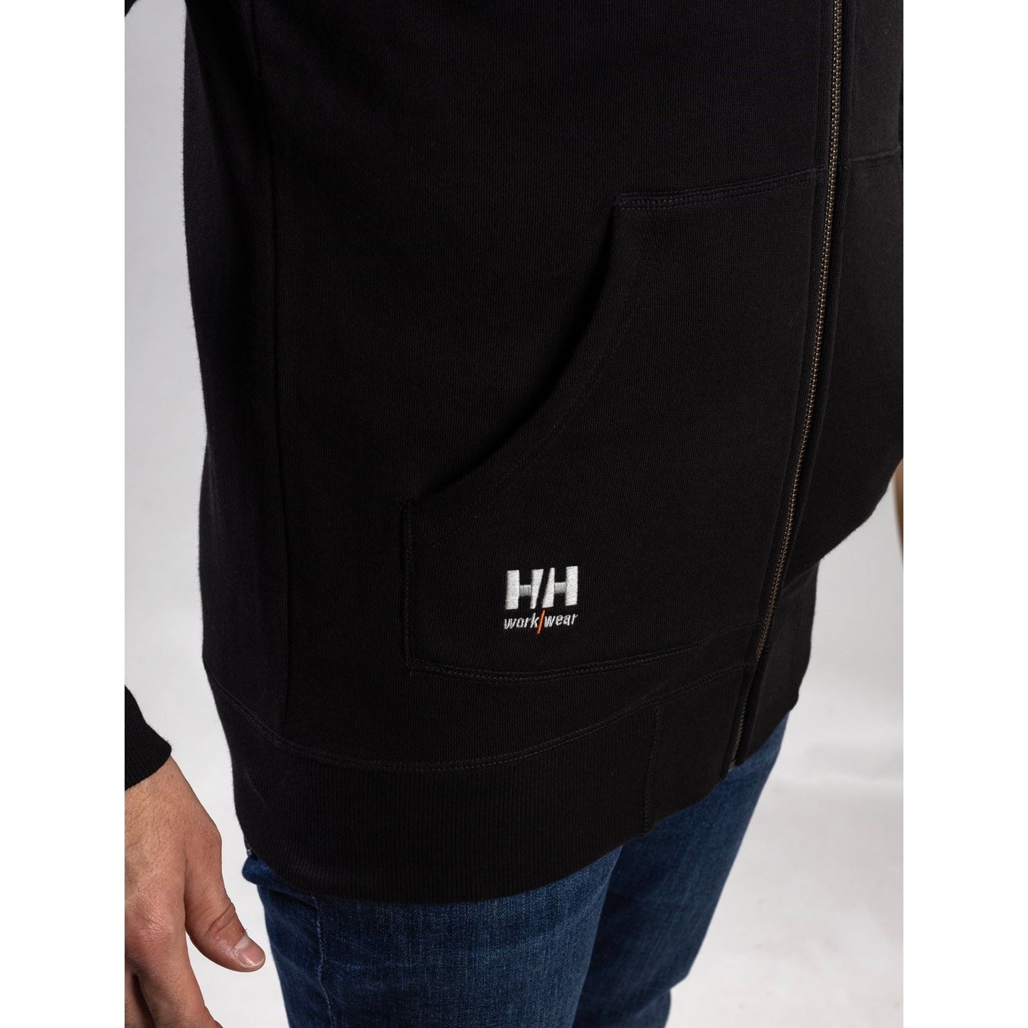 Helly Hansen Workwear Oxford Zip Cotton Men's Black Hooded Sweatshirt