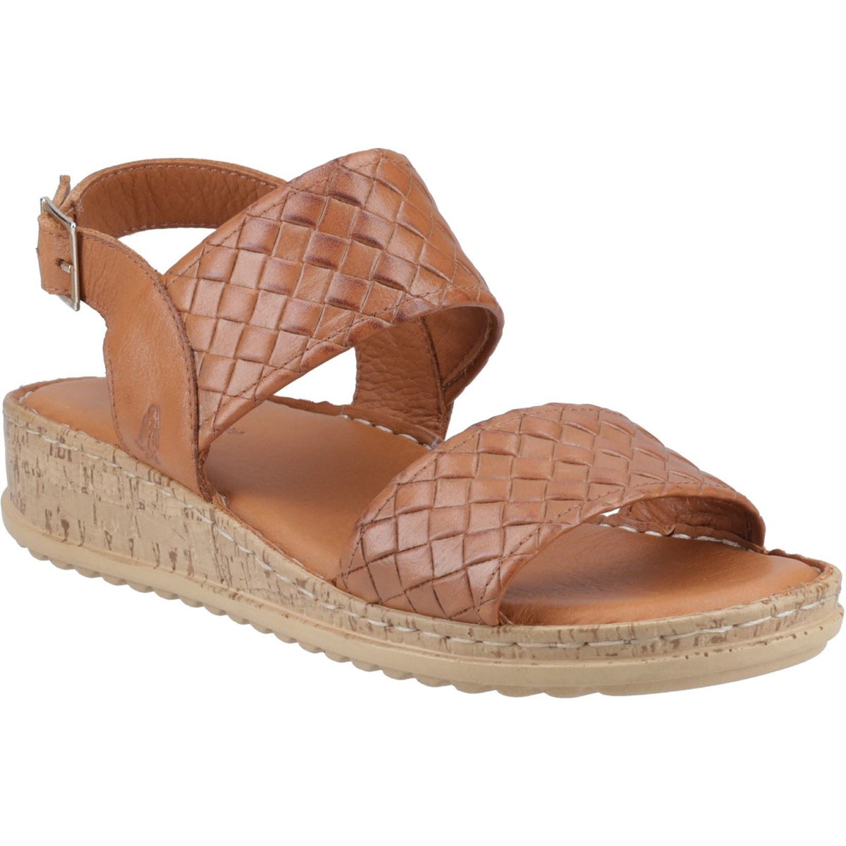 Hush Puppies Ebony Wide Fit Leather Women's Tan Sandals