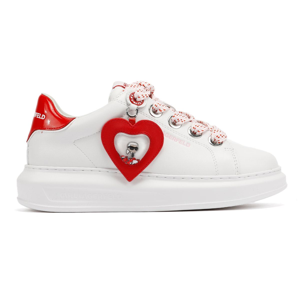 Karl Lagerfeld Kapri Valentine Pendant Leather Women's White/Red Trainers