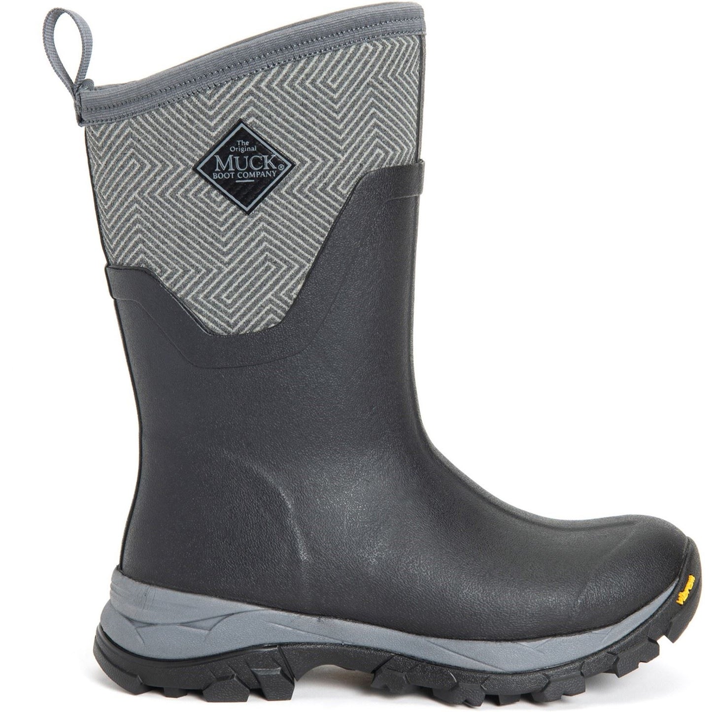 Muck Boots Women's Arctic Ice Mid Wellingtons in Black/Grey Geometric