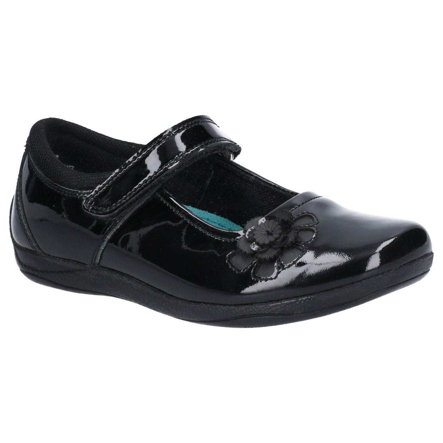Hush Puppies Jessica Junior Girls Black Patent Leather Shoes