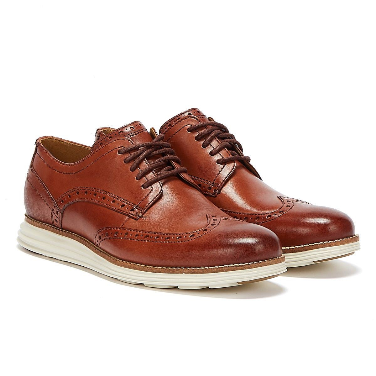 Cole Haan Original Grand Short wing Oxford Mens Brown / White Brogues
