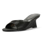French Connection Tina Rhinestone Women's Black Wedge Sandals